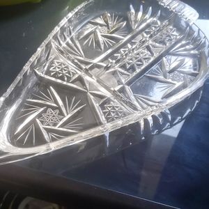 Vintage Foreign cut Glass vegetable dish